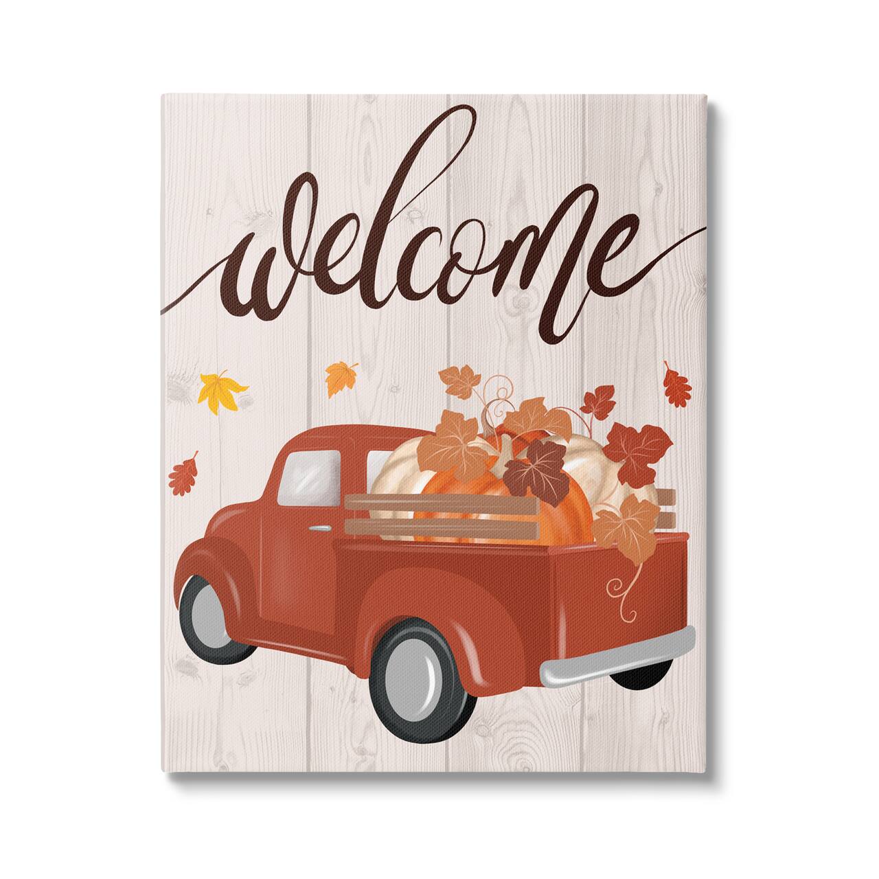 Stupell Industries Welcome Country Pumpkin Truck Canvas Wall Art